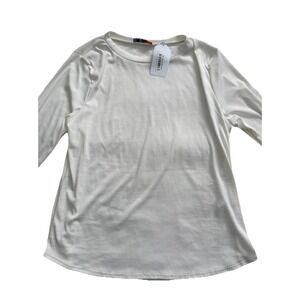 Freckled Poppy Long Sleeve White Ribbed Shirt Size 2XL